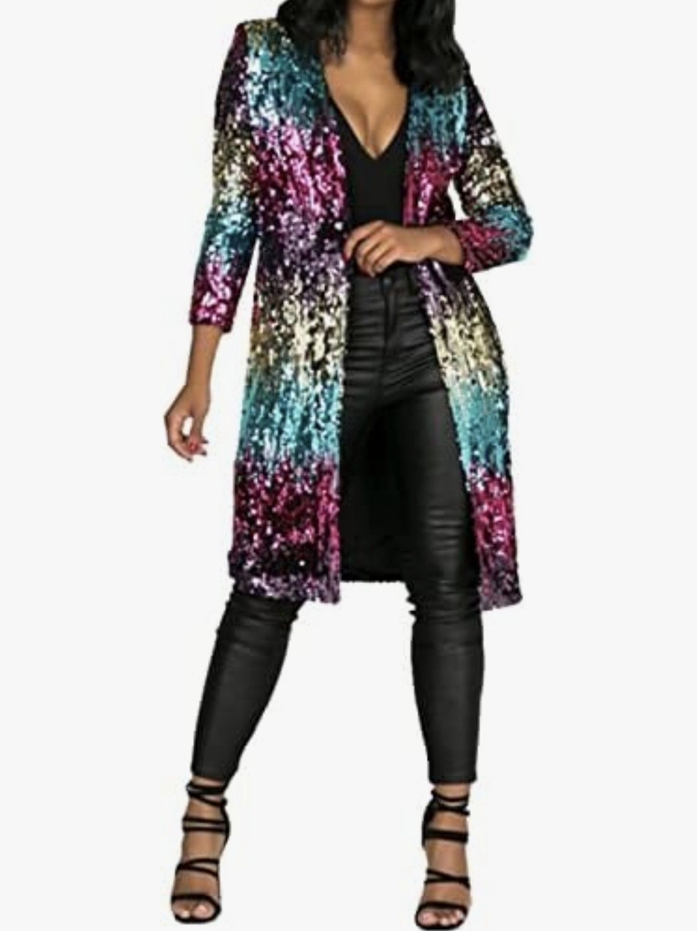 Sequin Ombre Longline Jacket - Multi